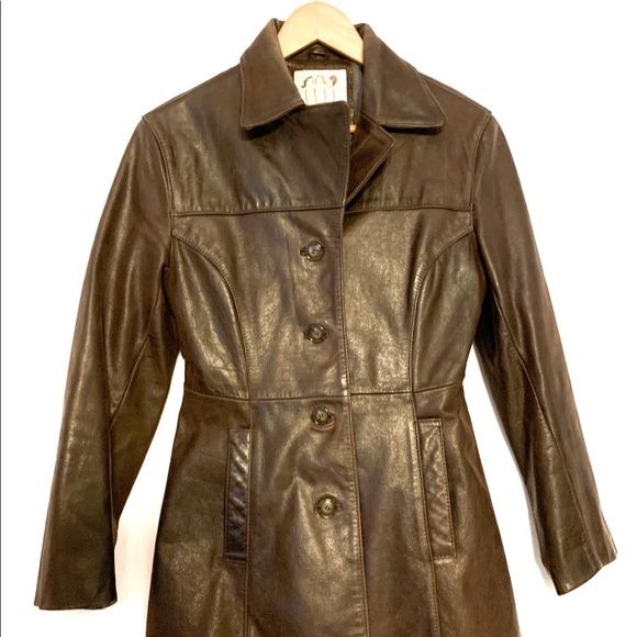 Girlfrienz Luis Alvear Brown Leather Button Jacket-Small - Picture 4 of 10